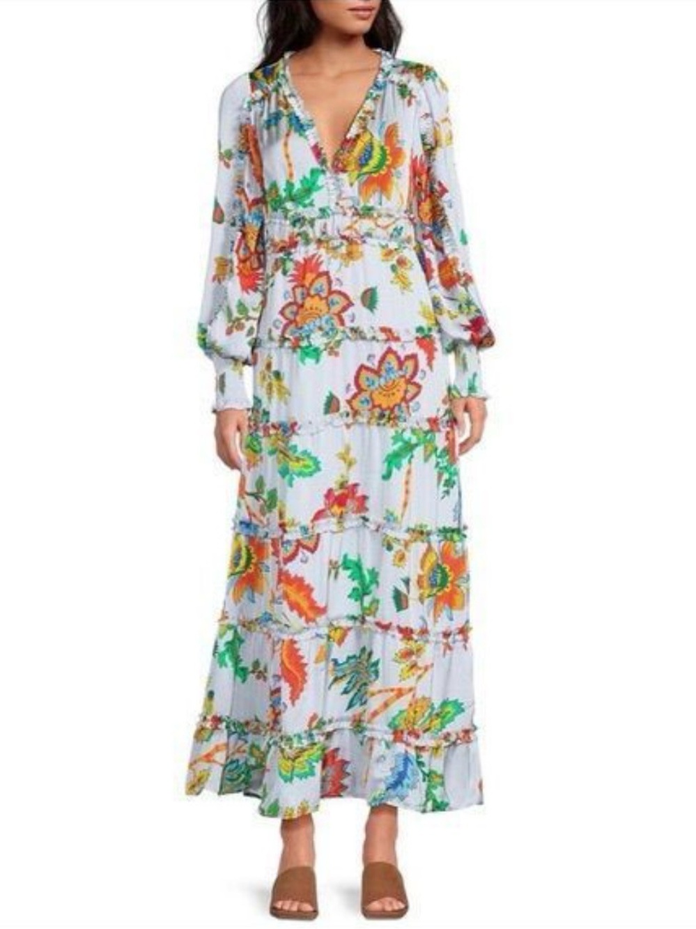 Chelsea & Violet White Maxi Dress with Multicolor Floral Print